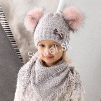 Detské čiapky zimné - dievčenské so šatkou - model - 2/713